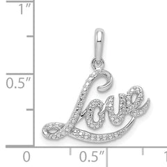 Sterling Silver Rhodium Plated Diamond Love Pendant
