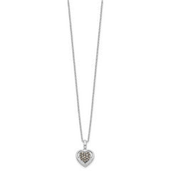 White Night Sterling Silver Rhodium-plated Champagne Diamond Heart 18 Inch Necklace with 2 Inch Extender