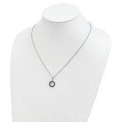 White Night Sterling Silver Rhodium-plated Blue and White Diamond Circle 18 inch Necklace with 2 Inch Extender