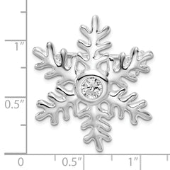 925 Sterling Silver Snowflake Pin with Rhodium Finish and Clear CZ Elegance