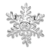 Sterling Silver Rhodium-plated CZ Snowflake Pin