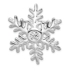 Sterling Silver Rhodium-plated CZ Snowflake Pin