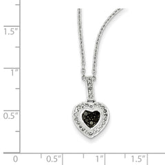 Sterling Silver Black Diamond Small Heart Pendant