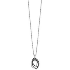 White Night Sterling Silver Rhodium-plated Black and White Diamond Triple Oval 18 Inch Necklace with 2 Inch Extender