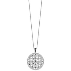 White Night Sterling Silver Rhodium-plated Black Diamond Circle Pendant 18 Inch Necklace with 2 Inch Extender