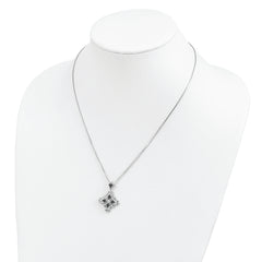 White Night Sterling Silver Rhodium-plated Black and White Diamond 18 Inch Necklace with 2 Inch Extender