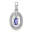 Sterling Silver Rhodium Plated Diamond and Tanzanite Oval Pendant