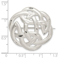 925 Sterling Silver Celtic Knot Pin with Diamond-Cut Satin Finish