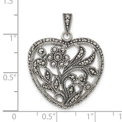 Sterling Silver Marcasite Heart Pendant