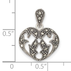 Sterling Silver Marcasite Heart Pendant
