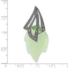 Sterling Silver Marcasite & Swarovski Elements Leaf Pendant