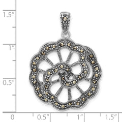 Sterling Silver Marcasite Floral Pendant