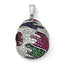 SS Black Rhodium Blue/Grn Glass Lt & Drk Synth. Ruby & CZ Pendant