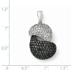 Sterling Silver & Black Rhodium Black & White CZ Pendant