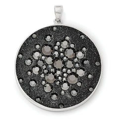 Sterling Silver Rhodium Black Clay & Preciosa Crystal Round Pendant
