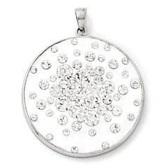 Sterling Silver Rhodium White Clay & Preciosa Crystal Round Pendant