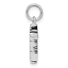 Sterling Silver RH Plated Child's Polished Cross Pendant