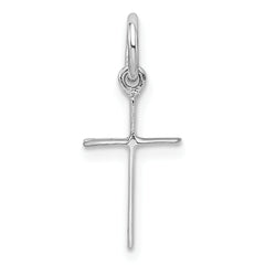 Sterling Silver RH Plated Child's Polished Cross Pendant
