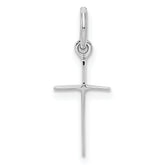 Sterling Silver RH Plated Child's Polished Cross Pendant