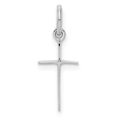 Sterling Silver RH Plated Child's Polished Cross Pendant
