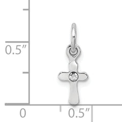 Sterling Silver RH Plated Child's Preciosca Crystal Apr Cross Pendant