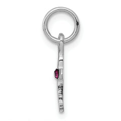 Sterling Silver RH Plated Child's Preciosca Crystal Feb Cross Pendant