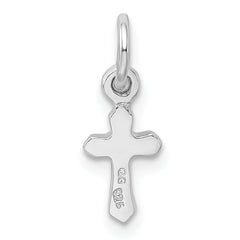 Sterling Silver RH Plated Child's Preciosca Crystal Feb Cross Pendant