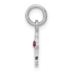 Sterling Silver RH Plated Child's Preciosca Crystal July Cross Pendant