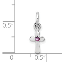 Sterling Silver RH Plated Child's Preciosca Crystal June Cross Pendant