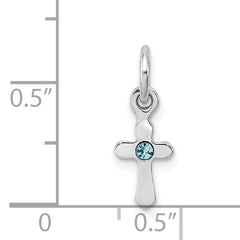 Sterling Silver RH Plated Child's Preciosca Crystal Mar Cross Pendant