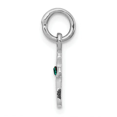 Sterling Silver RH Plated Child's Preciosca Crystal May Cross Pendant