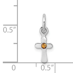Sterling Silver RH Plated Child's Preciosca Crystal Nov Cross Pendant