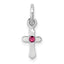 Sterling Silver RH-pltd Child's Oct Pink Preciosca Crystal Cross Pendant