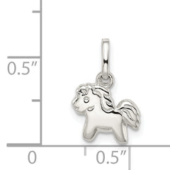 Sterling Silver RH Plated Child's Polished Pony Pendant