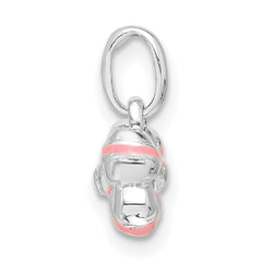 Sterling Silver Pink Enamel Kid's Bow Pendant