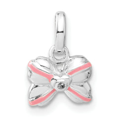Sterling Silver Pink Enamel Kid's Bow Pendant