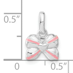 Sterling Silver Pink Enamel Kid's Bow Pendant
