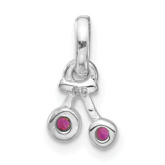 Sterling Silver Synthetic Ruby Cherry Kid's Pendant