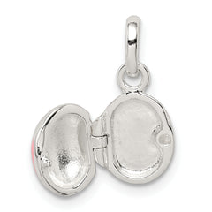 Sterling Silver Pink Enamel Ladybug Locket Pendant
