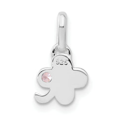 Sterling Silver Pink CZ Clover Kid's Pendant