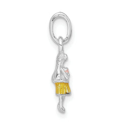 Sterling Silver Children's Yellow Enameled Hawaiian Girl Pendant