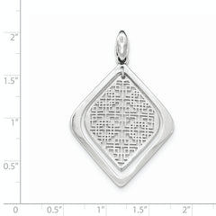 Sterling Silver Rhodium-plated Brushed/Polished Pendant