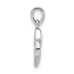 Sterling Silver Polished & Satin CZ Open Heart Pendant