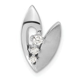 Sterling Silver Polished And Brushed CZ Slide