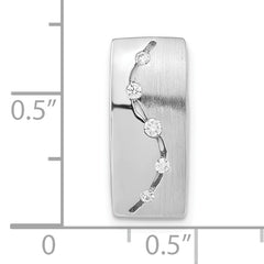 Sterling Silver Brushed And Polished CZ Slide