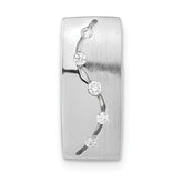 Sterling Silver Brushed And Polished CZ Slide
