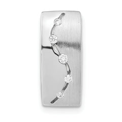 Sterling Silver Brushed And Polished CZ Slide