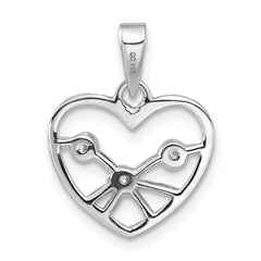 Sterling Silver CZ Heart Pendant