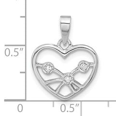 Sterling Silver CZ Heart Pendant