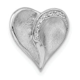 Sterling Silver Polished & Textured CZ Heart Chain Slide Pendant